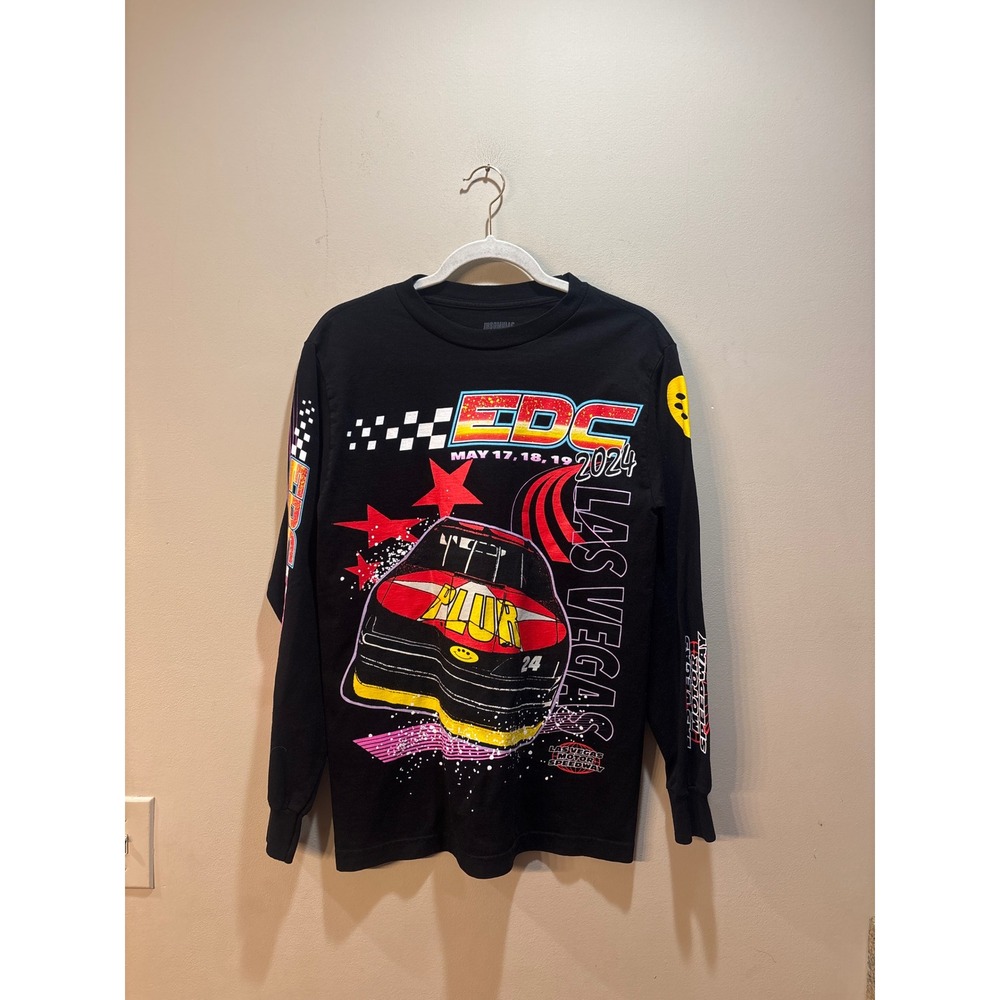 Insomniac EDC Las Vegas 2024 Long Sleeve Shirt PLUR Race Car Black Small